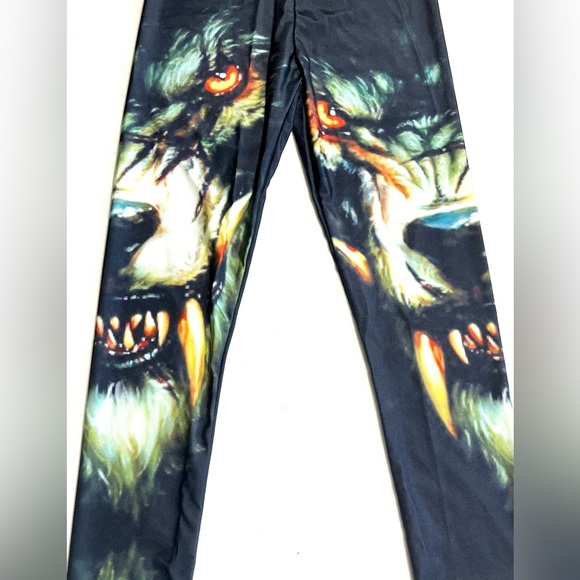 Wolf face leggings, new without tags Etsy shop leggings with WereWolf faces - Picture 2 of 5